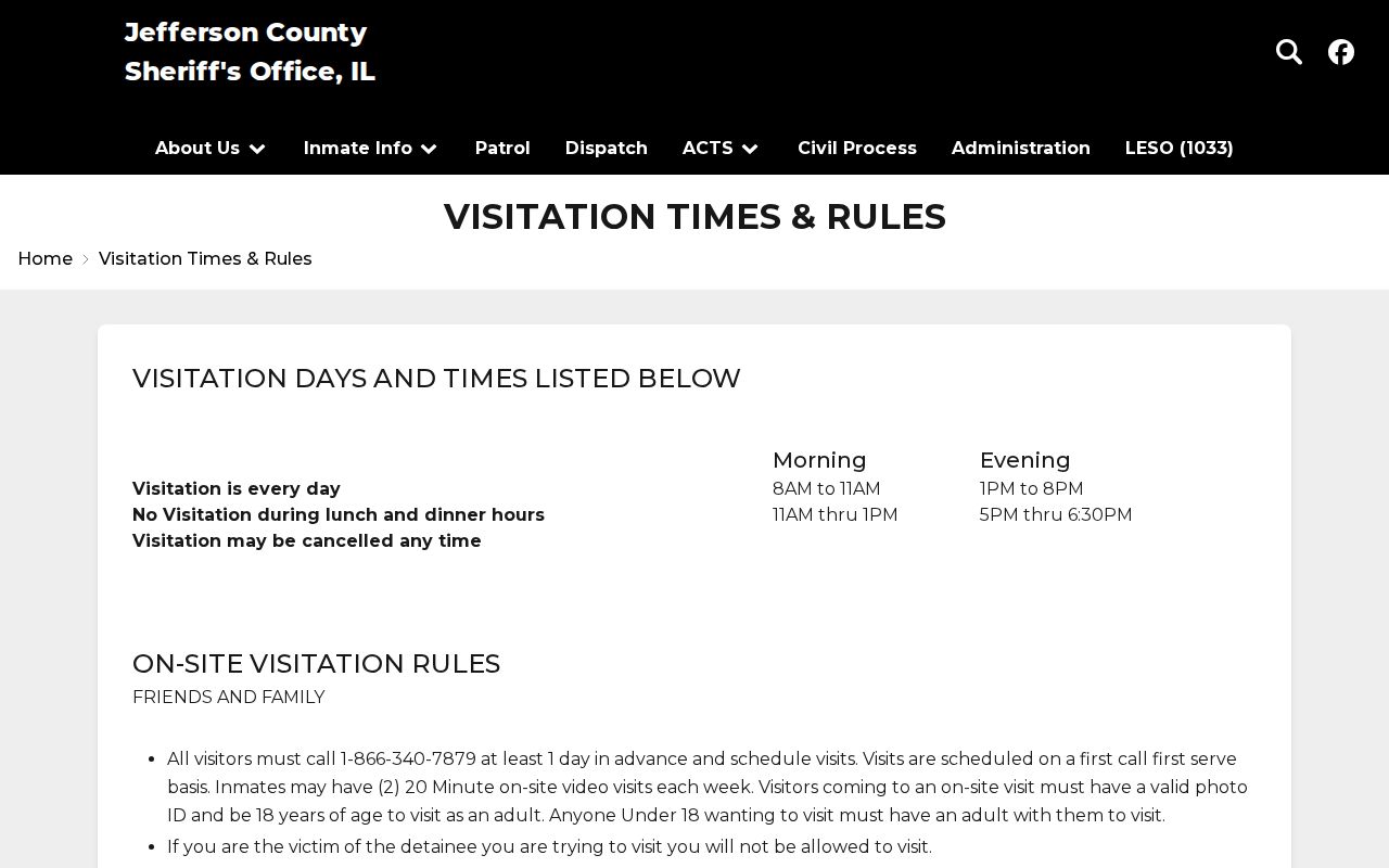 Jefferson County arrest history Justice Center visitation information