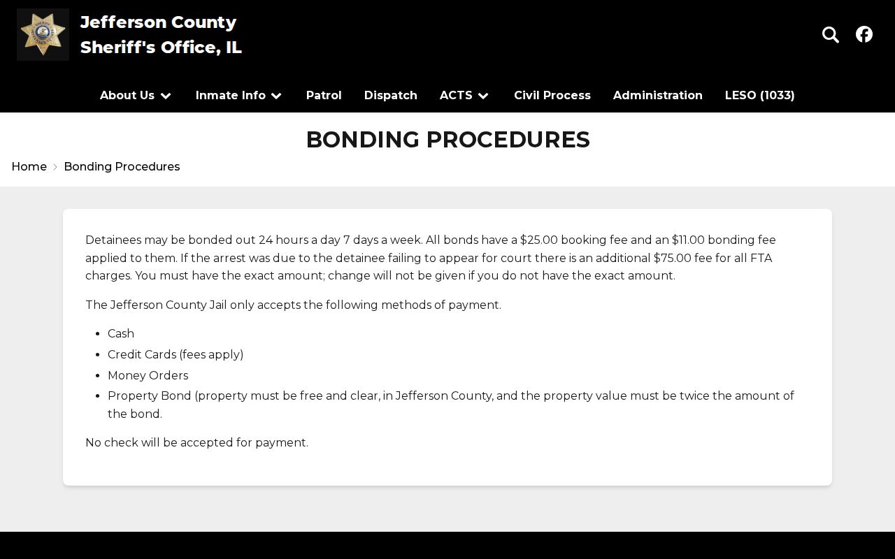 Jefferson County arrest history local bonding information