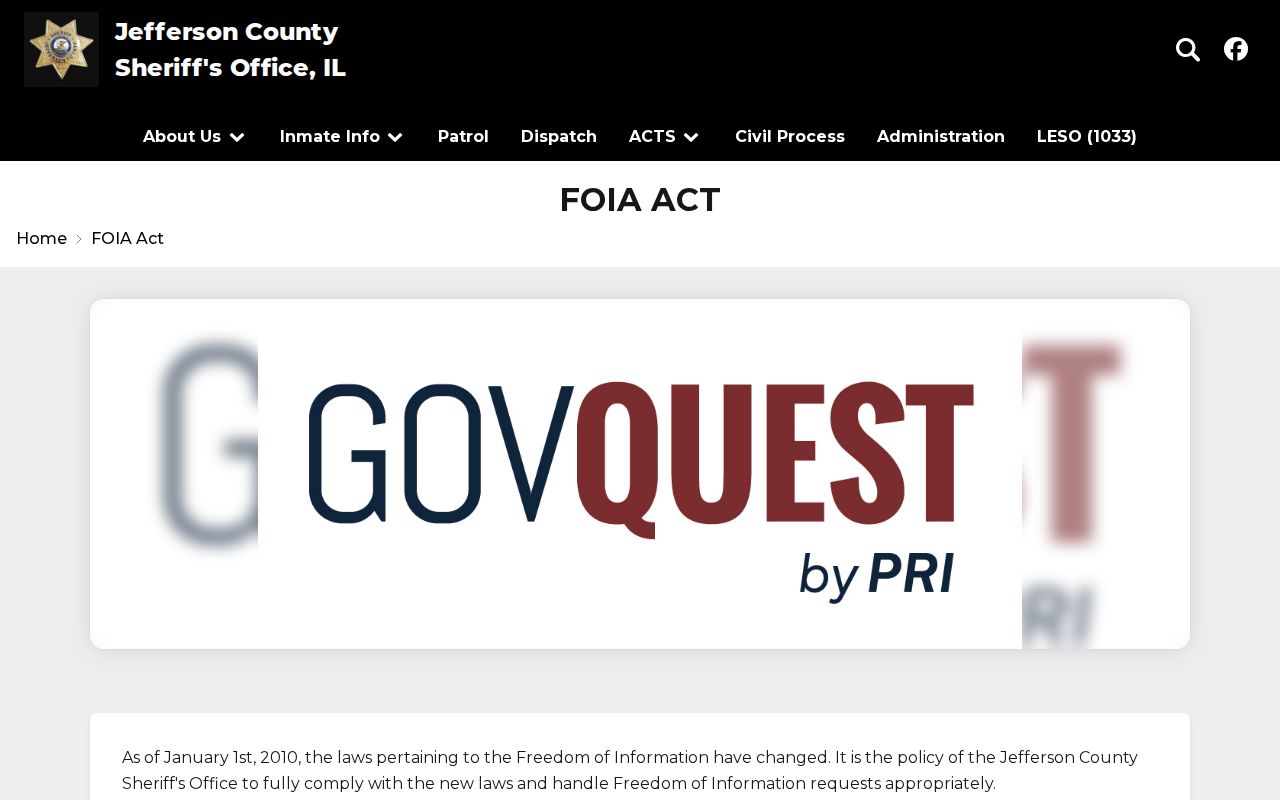 Jefferson County arrest records sheriff FOIA instructions
