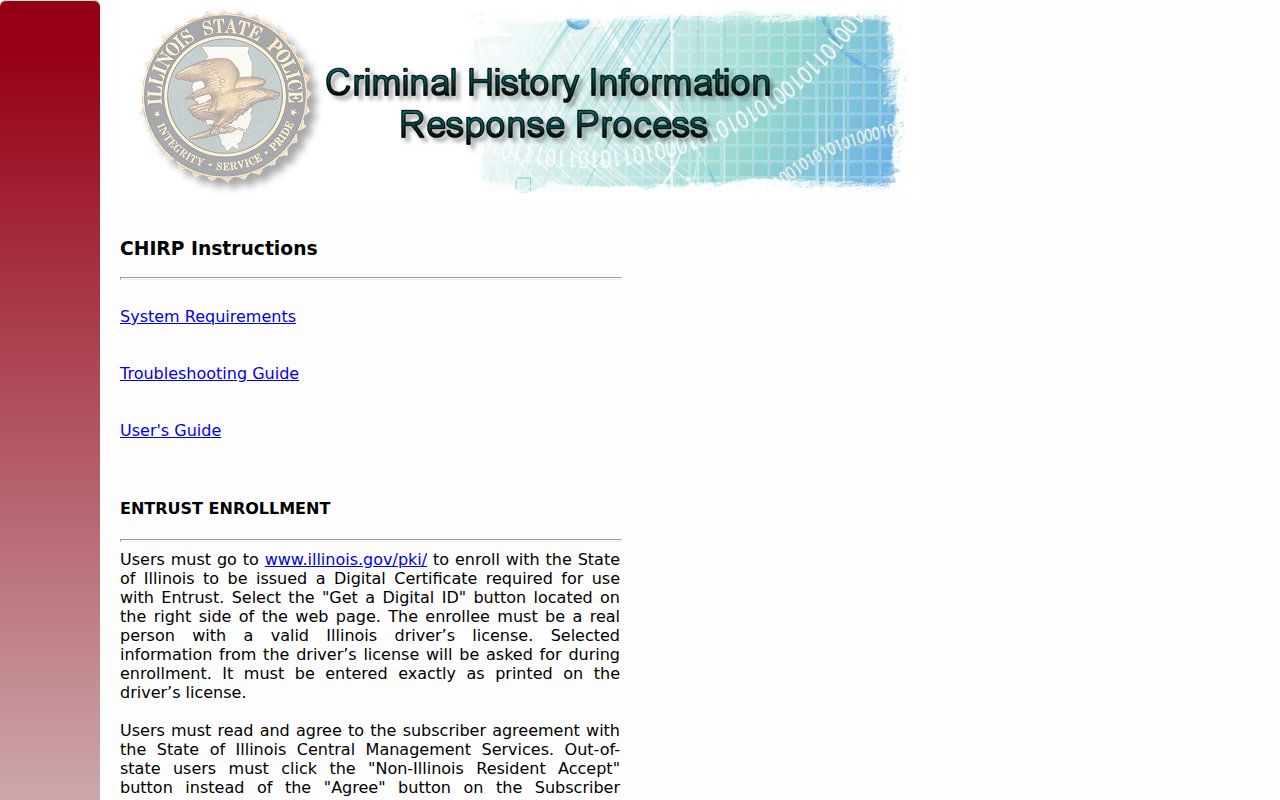 Illinois CHIRP conviction information search portal
