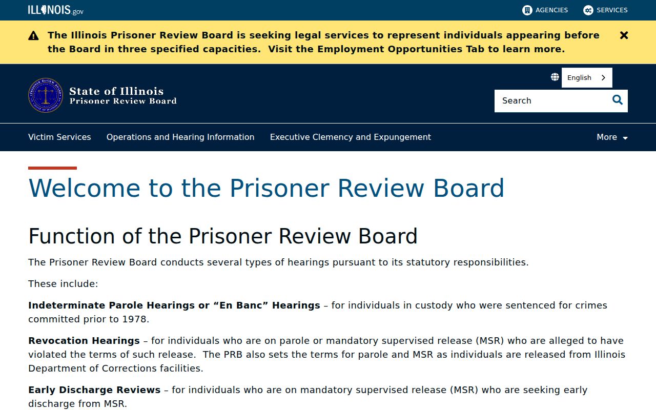 Illinois Prisoner Review Board official website