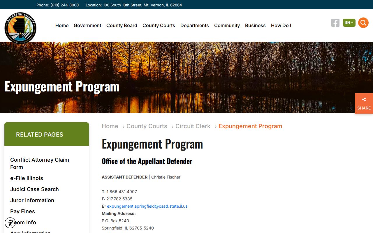 Jefferson County Circuit Clerk expungement program page