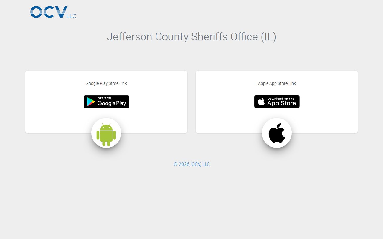 Official Jefferson County Sheriff OCV mobile app page