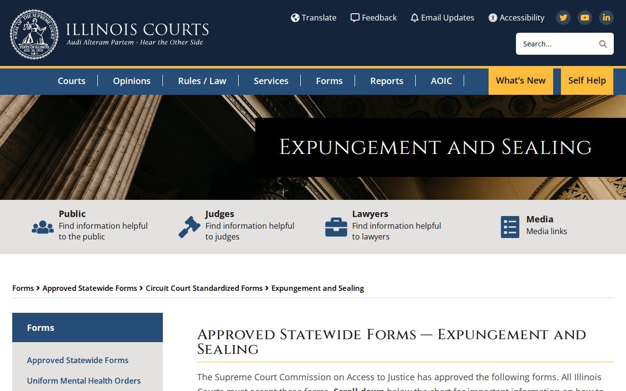 Woodlawn Jefferson County criminal history expungement and sealing forms